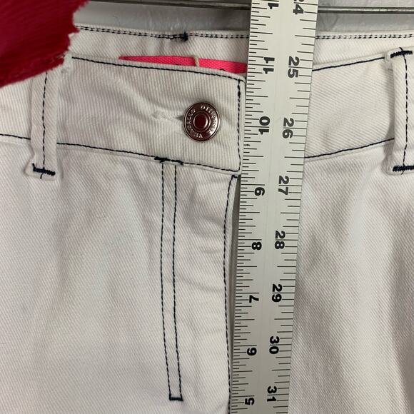 Vilagallo Lidia Denim Pants Womens White Straight Leg Side Button Pockets US 6 - Picture 7 of 9